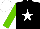 Silk - Black, white star, light green sleeves, white cap