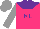 Silk - Hot pink, purple yoke and 'ml,' gray sleeves and cap