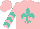 Silk - Pink, turquoise fleur de lys, turquoise chevrons on sleeves, pink cap