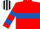Silk - Red, royal blue hoop, hooped sleeves, Black with White stripes cap