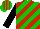 Silk - Green, red diagonal stripes, black sleeves, green and red striped cap