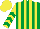Silk - Emerald green and yellow stripes, yellow and emerald green chevrons on sleeves, yellow cap