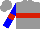 Silk - Gray, blue and red belt, blue and red band on slvs