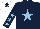 Silk - Dark blue, light blue star, light blue stars on sleeves, white cap, dark blue star