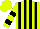 Silk - Flourescent yellow, black vertical stripes, black bands on sleeves
