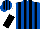 Silk - Royal blue & black stripes, white & black halved sleeves, royal blue & black striped cap