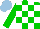 Silk - green and white checked, light blue cap