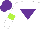 Silk - White body, purple inverted triangle, white arms, lime green armlets, purple cap