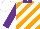 Silk - White and orange diagonal stripes, purple collar and sleeves, white cap