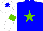 Silk - Blue, light green star, white sleeves, light green armlets, white cap, blue star