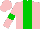 Silk - Pink, green stripe, pink sleeves, green armlets, pink cap