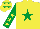 Silk - Yellow, emerald green star, emerald green sleeves, yellow stars, yellow cap, emerald green stars