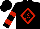 Silk - Black, red 'js' in red diamond frame, red bars on slvs