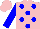 Silk - Pink, blue dots, white ipi on blue sleeves