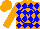 Silk - Orange, blue diamonds, blue 'w' in circle front and back