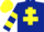 Silk - Dark Blue, Yellow Cross of Lorraine, hooped sleeves, Yellow cap