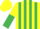 Silk - Yellow and Emerald Green stripes, halved sleeves, Yellow cap