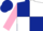 Silk - Dark Blue and White (quartered), Pink sleeves, Dark Blue cap