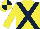 Silk - Yellow body, dark blue cross belts, yellow arms, yellow cap, dark blue quarters
