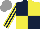 Silk - Dark blue and yellow (quartered), striped sleeves, grey cap