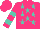 Silk - Hot pink, turquoise stars, turquoise bars on sleeves, hot pink cap