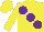 Silk - Yellow, large purple spots, yellow cap