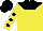 Silk - Yellow, black yoke, black dots on yellow sleeves, black cap