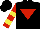 Silk - Black, red inverted triangle, yellow bars on red sleeves