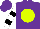 Silk - Purple, neon yellow spot, black bars on white sleeves