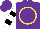 Silk - Purple, yellow circle, black bars on white sleeves