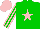 Silk - Green, pink star, green, pink striped sleeves, pink cap