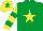 Silk - Emerald green, yellow star, yellow & emerald green hooped sleeves, yellow cap, emerald green star