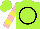 Silk - Lime green, black circle, pink and yellow bars on sleeves