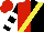 Silk - Red and black halves, yellow sash, white bars on black sleeves