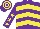 Silk - Purple, yellow chevrons, purple sleeves, yellow stars, purple and yellow hooped cap