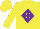 Silk - Yellow, yellow 'c' on purple diamond