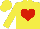Silk - Yellow, red ''h'' in heart frame