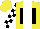 Silk - Yellow, yellow and black block design on white panel, yellow and black blocks on white slvs