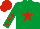 Silk - Emerald green, red star, emerald green sleeves, red stars and cap