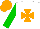 Silk - White, orange maltese cross, green sleeves, orange cap