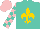 Silk - Turquoise, gold fleur de lis, turquoise and pink checked sleeves, pink cap
