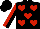 Silk - Black, red hearts, red and black vertical halved slvs