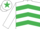 Silk - WHITE and EMERALD GREEN CHEVRONS, white cap, emerald green star