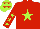 Silk - Red body, lime green star, red arms, lime green stars, lime green cap, red stars