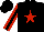 Silk - Black, red star, black stripe on red sleeves