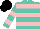 Silk - Turquoise, pink hoops, pink bars on sleeves, black cap