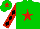 Silk - Green body, red star, red arms, black diamonds, green cap, red star