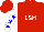 Silk - Red front, blue back with white 'l&m', white sleeves with blue stars