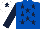 Silk - Royal blue, dark blue stars and sleeves, white cap, dark blue star