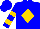 Silk - Blue, gold diamond outlined by gold bars